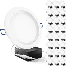 24 Pack 6 Inch LED Recessed Light Canless Slim Ceiling Light 14W 6000K