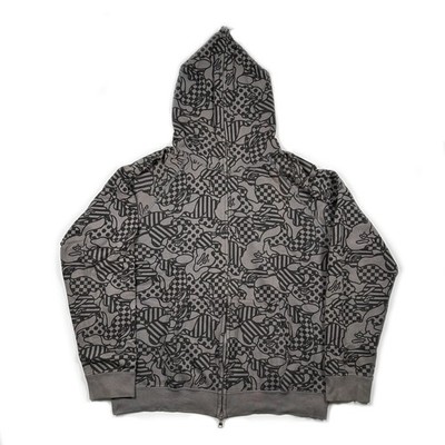 BAPE OG  Cookie Camo  Grey Full Zip Hoodie Vintage sz M Nigo Era A Bathing Ape