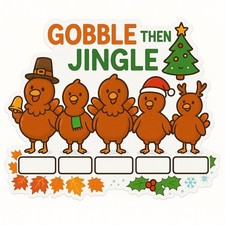 Gobble Then Jingle Thanksgiving Christmas Magnet Fall to Holiday Car or Door