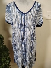 Simply Vera Vera Wang dress size medium blue and white stripe watercolor s-s