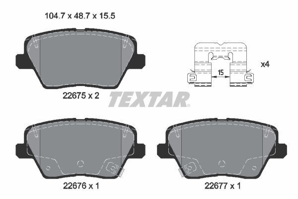 Textar Bremsbelagsatz, Scheibenbremse 2267501 FüR Hyundai KIA-image