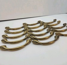 16 VTG Brass Dresser Pulls Handles Curved Arched Distressed 4.25  Pat D399.117