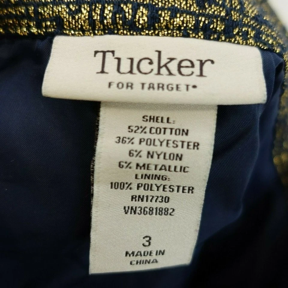 Металлический золотой линия юбка женщин S темно-синий мини вечеринки опрятный 3 TUCKER 26 x 21 - Изображение 4 из 4