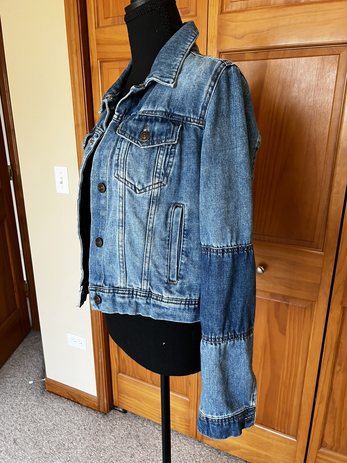 FREE PEOPLE Denim Patchwork  Jacket Size Small - image 2