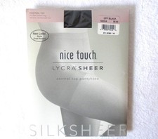 NICE TOUCH LYCRA SHEER CONTROL TOP PANTYHOSE REINFORCED TOE SIZE A BLACK NIP