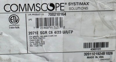 Commscope 2071E 23/4P Cat6 Gigaspeed XL U/UTP Plenum Network Cable Green /100ft