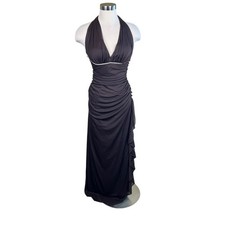 VTG Betsy & Adam Brown Mesh Halter Maxi Dress Y2K Whimsigoth Coquette USA Sz 4?
