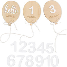 Balloon First Year Milestone Wooden Board - Newborn Monthly Growth Announcement