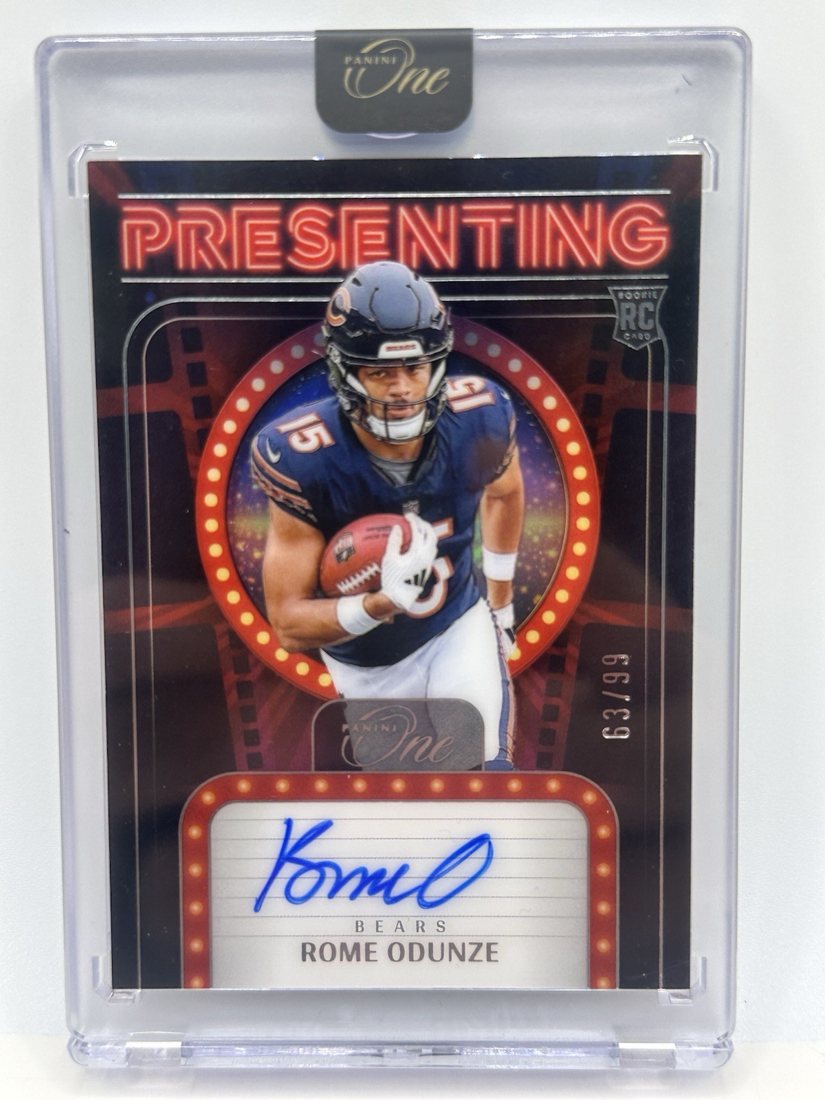 2024 Panini One Rome Odunze RC Rookie Presenting On Card Auto /99  Chicago Bears
