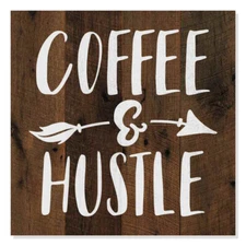 Coffee and Hustle Rustic Looking Café Inspiration Wood Sign Wall B3-12120061047