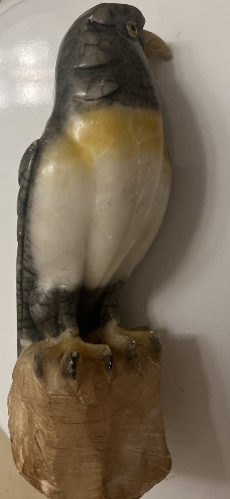 Carved Alabaster Marble Eagle Hawk Sculpture Statue Vtg Stone Bird 9.5 ...