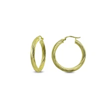 3x20mm Twist Round Click-Top Polished Gold Plated 925 Silver Small Hoop Earrings