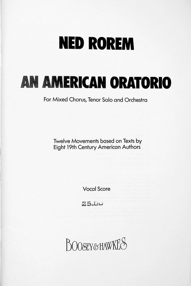 Ned Rorem - An American Oratorio /Tenor, Chorus & Orch. - Rare Vocal Score! - Image 2 of 4