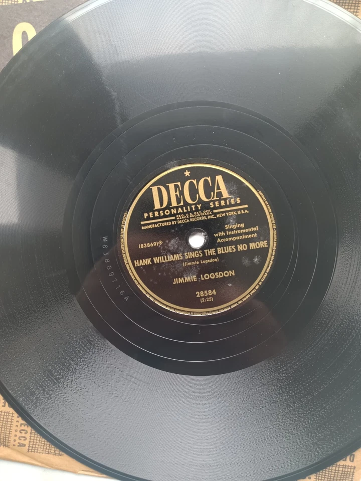 Jimmie Logsdon - Death Of Hank Williams 28584 Decca 28584 Tested - Изображение 3 из 3