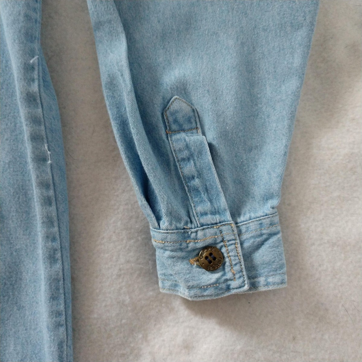 CHEROKEE デニムシャツ M Cherokee Denim Shirt Women 18W Blue With Snowman Patch
