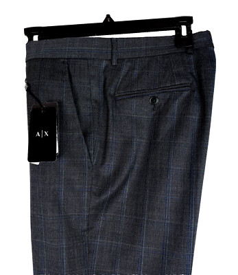 Armani Exchange Men's Modern-Fit Suit Pants Grey Windowpane