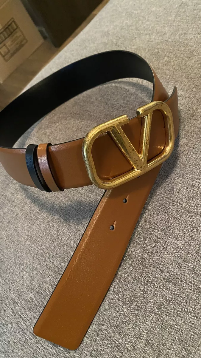 Shop Valentino Garavani V Logo Reversible Leather Belt