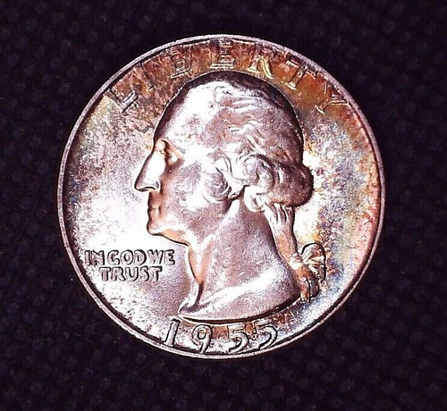 1955-P Washington Quarter 25(C) Silver Uncirculated Toning #C133