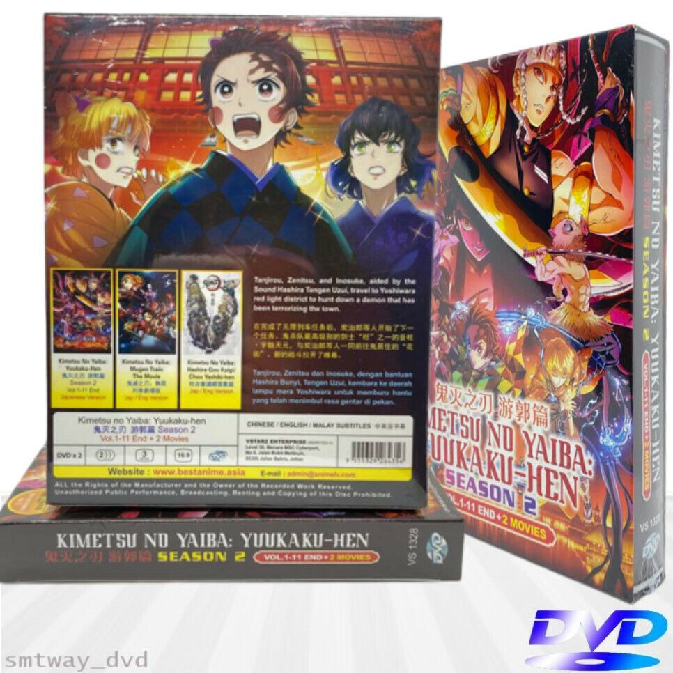 Anime DVD Demon Slayer Kimetsu No Yaiba Season 2 : Yuukaku-hen 1-11End  2Movies