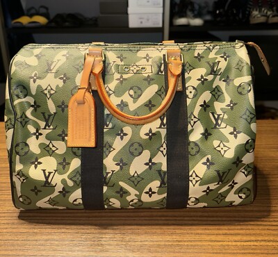 LOUIS VUITTON Camouflage Takashi Murakami Speedy 35 Hand Bag