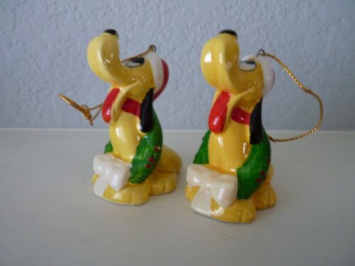 Vintage Walt Disney Productions PLUTO Figure Ornaments Set of (2) Ceramic VGUC