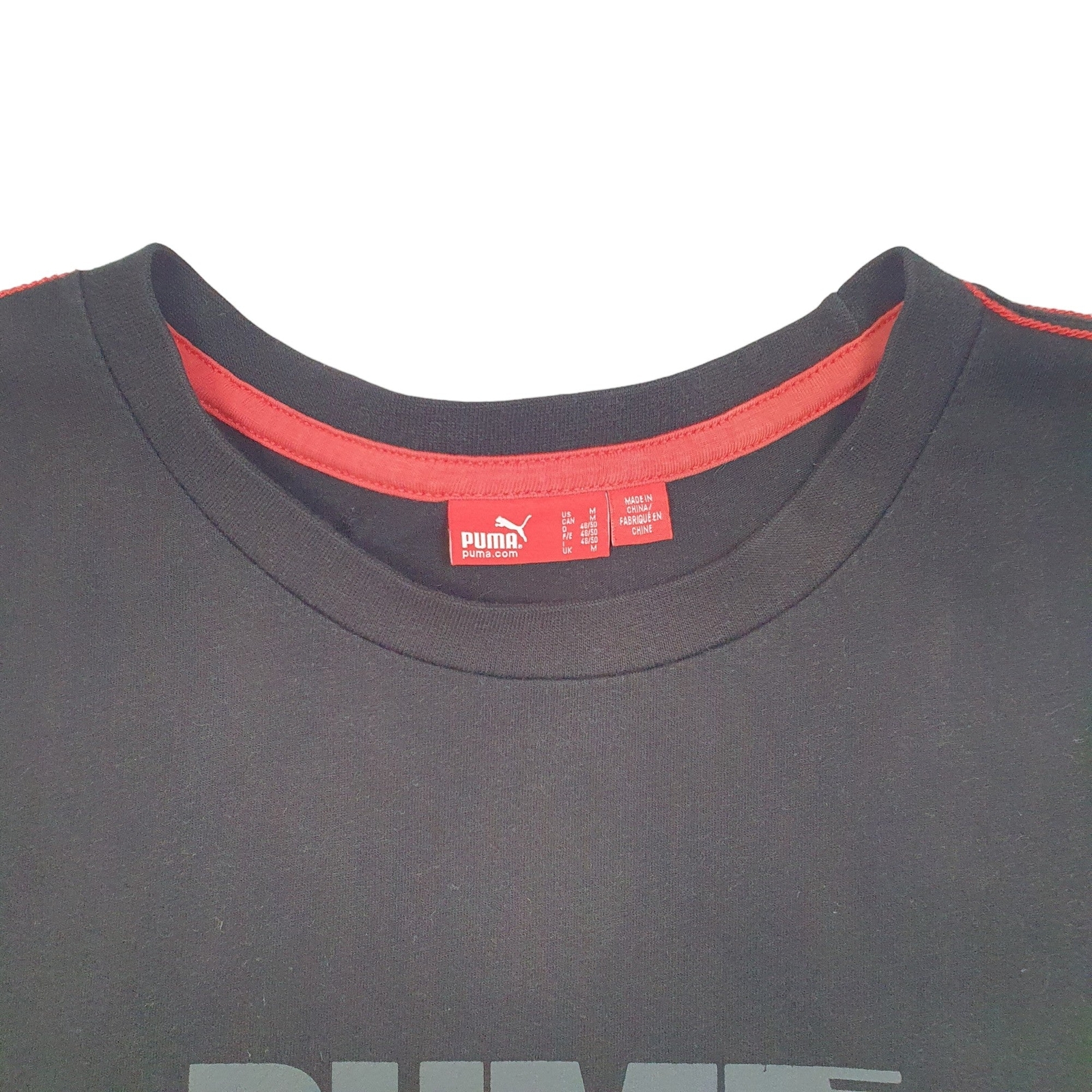 PUMA Black T Shirt Tee Spellout Original 48 Short Sleeve Cotton Mens M image 3