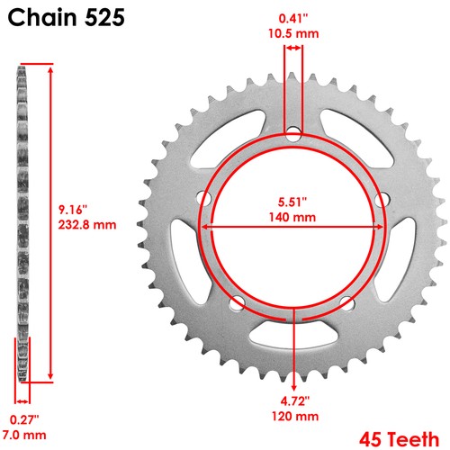 Caltric Rear Wheel Chain Sprocket for Triumph 600 Daytona 2003 2004 45 Teeth - Picture 2 of 7