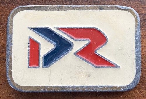 Vintage Belt Buckle DR Dead River Co. Logo Enamel Brass, Rare, Red, White & Blue