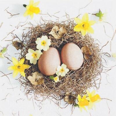20 Servietten Ostern Easter Basket Eier Osternest Tischdeko Frühling 33x33cm