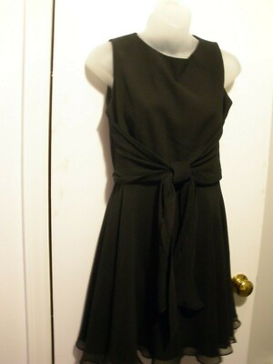 KENAR Petite 10 Fitted Shirt Dress Short Sleeveless Black wrap tie Chic Sexy!!!  | eBay