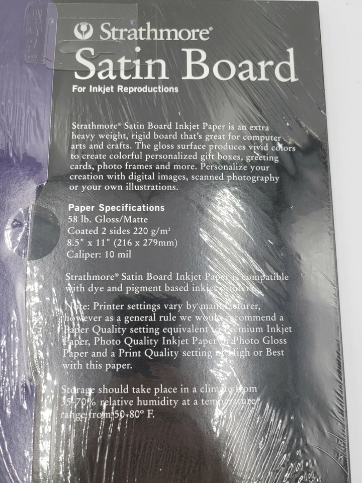 Strathmore - Satin Board Inkjet Paper 20-Sheets 8.5" x 11" - 59-401 New - Image 4 of 4