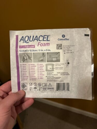 ConvaTec AQUACEL® Ag Foam Adhesive Dressing 5" x 5". See description