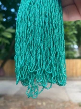 OLD RARE 39 bpi Antique Micro Seed Beads-20/0 Juicy Translucent Blue Green Hanks