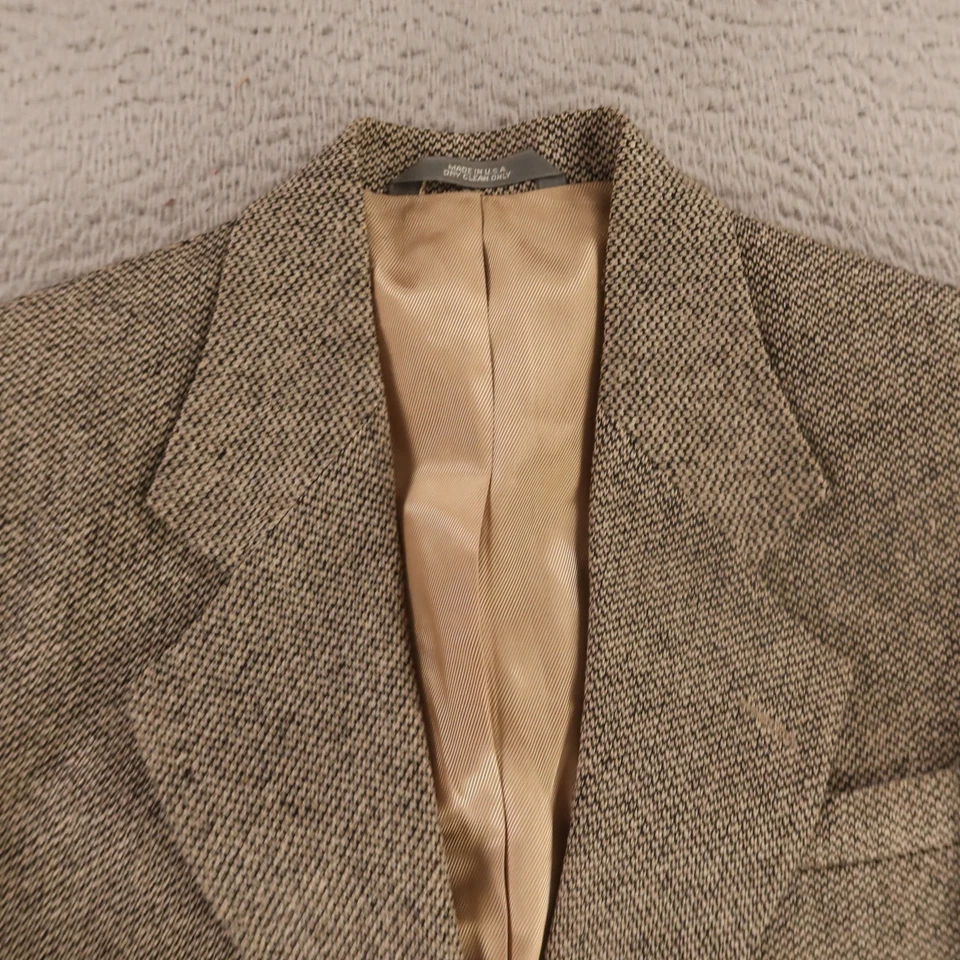 Chaqueta De Colección Tweed S Negro Beige Grano de Cebada 100% Lana Blazer Abrigo Deportivo EE. UU. 38S Foto 2 de 4