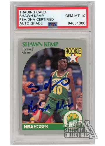Shawn Kemp 1990-91 NBA Hoops Autograph RC Card "Reign Man" #279 PSA/DNA 10
