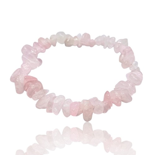 Bracciale Perline Quarzo Rosa Naturale Pietre Preziose Scheggiate Gioielli Braccialetto Amicizia - Foto 9 di 9