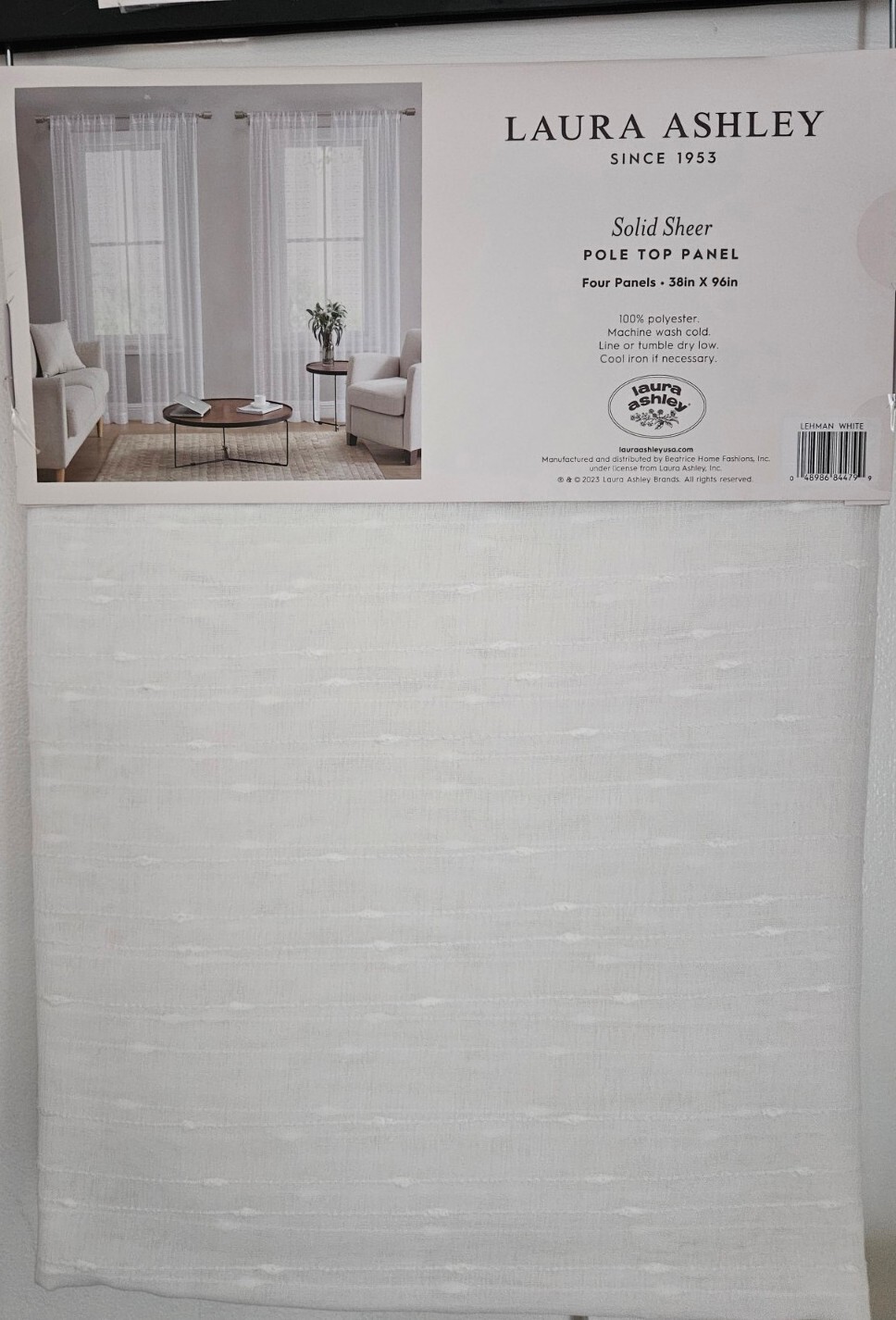Solid Panel Rooftop Sign NEW! Laura Ashley White Solid Sheer Curtain 38 x 96 FOUR Pole Top Panel ...