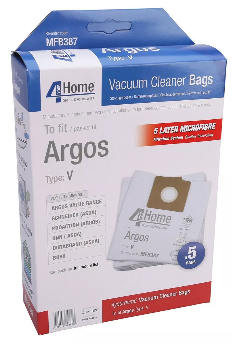 5 Layer Premium Microfibre Dust Bags For Argos Value Vacuum Cleaner Range x5