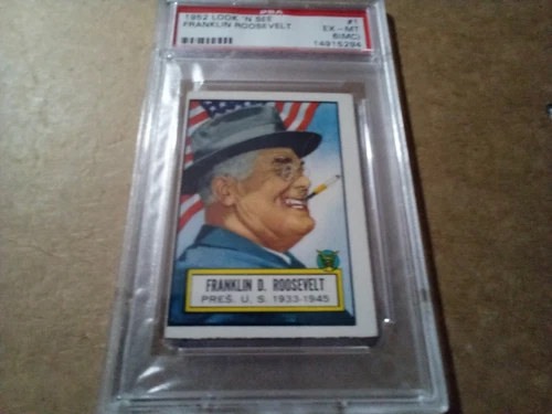 1952 Topps  "Look and See"   "FRANKLIN D. ROOSEVELT"   (#1)   (PSA 6-MC)!