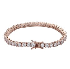 3ct Tennis Bracelet Rose Gold 18K Lab-Created LED Box Diamond Test Pass 20cm