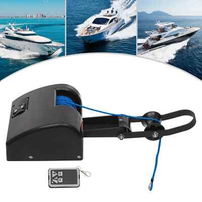 Black Electric Anchor Winch with Radio Remote Control for Saltwater Yachts