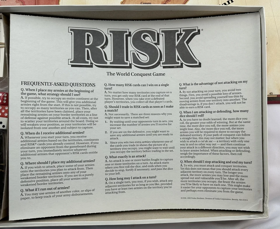 1993 Risk Board Game by Parker Brothers Complete in Very Good Cond FREE SHIPPING - Image 3 of 4