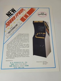Flyer  VICTOR BEAN=SPEED FREAK  Arcade Video Game advertisement original see pic
