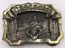 Vintage 1980 The Great American Buckle Company Brass Cascades Belt￼ Buckle #145