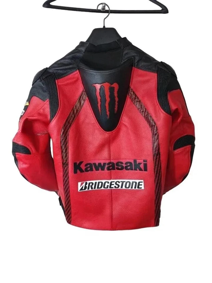 Nueva chaqueta de cuero Kawasaki Ninja MotorBike chaqueta de cuero de carreras Foto 2 de 3