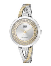Q Q by Citizen F529J401Y Crystal Accented Silver  Gold Tone Women's Watch