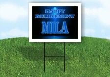 MILA RETIREMENT BLUE 18 in x 24 in Yard Sign Road Sign with Stand