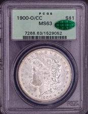1900-O/CC Morgan Silver Dollar PCGS MS63 CAC - OGH Flashy Blast White PQ