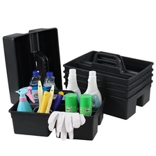 6-Pack Commercial Plastic Large  Storage Carry Cleaning Caddy with Handle