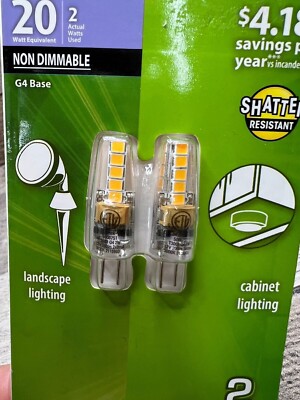 Lot of 4-Great Value LED Landscape /Cabinet Lighting T3. 2 watts G4 base